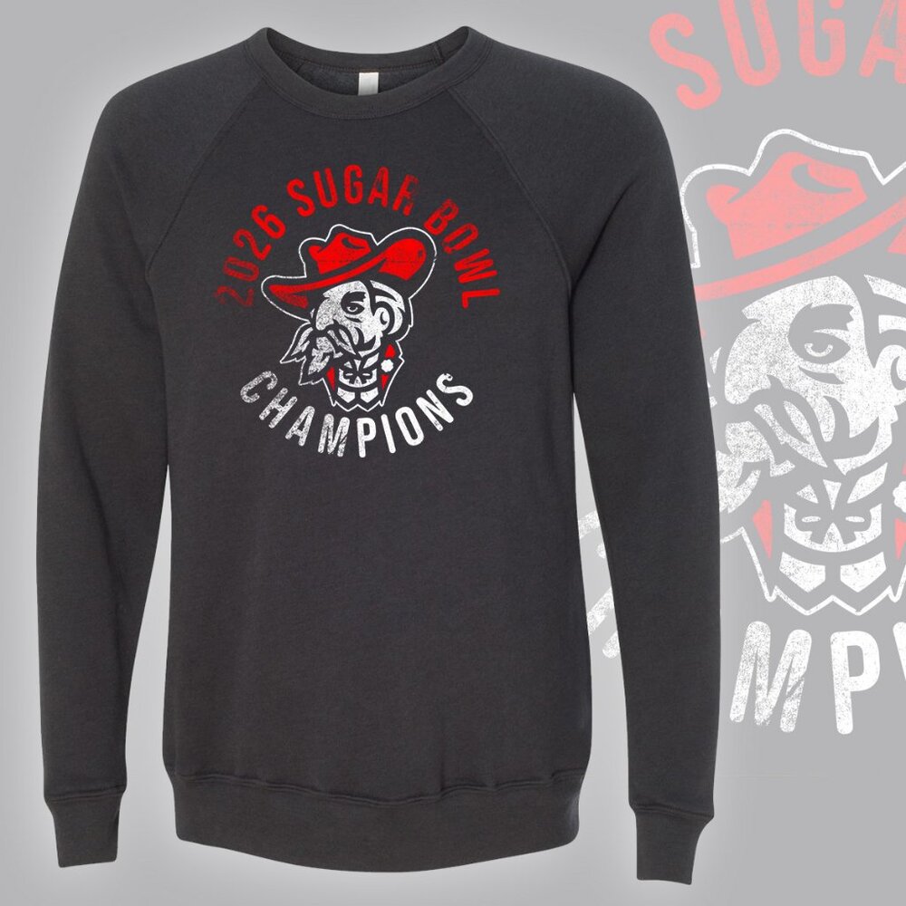 2026 Sugar Bowl Champions Ole Miss Raglan Sweatshirt BLACK HEATHER